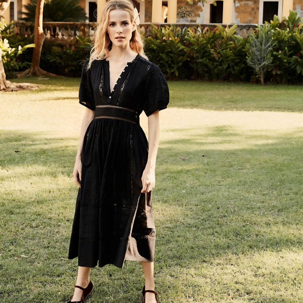 Doen Violet Black Midi Dress - Picture 2 of 12